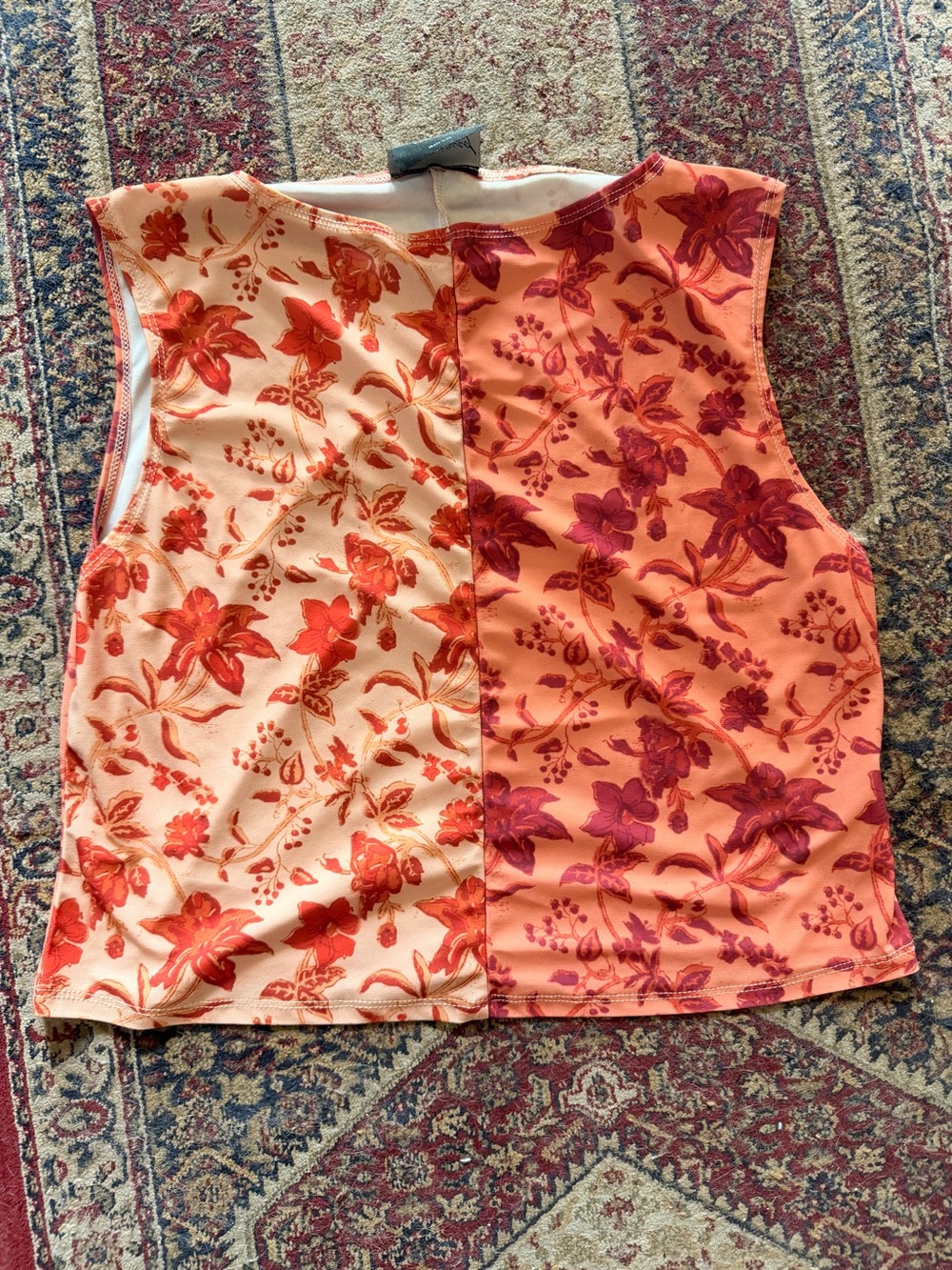 Reclaimed Vintage Women's Floral Sleeveless Top in Peach and Coral